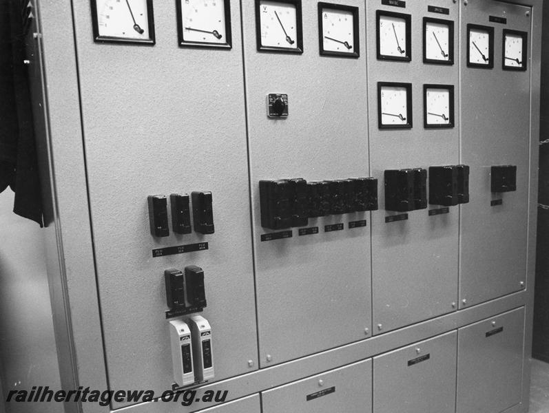 P00183
Signalling cabinets with volt and amp meters, Forrestfield signalling room
