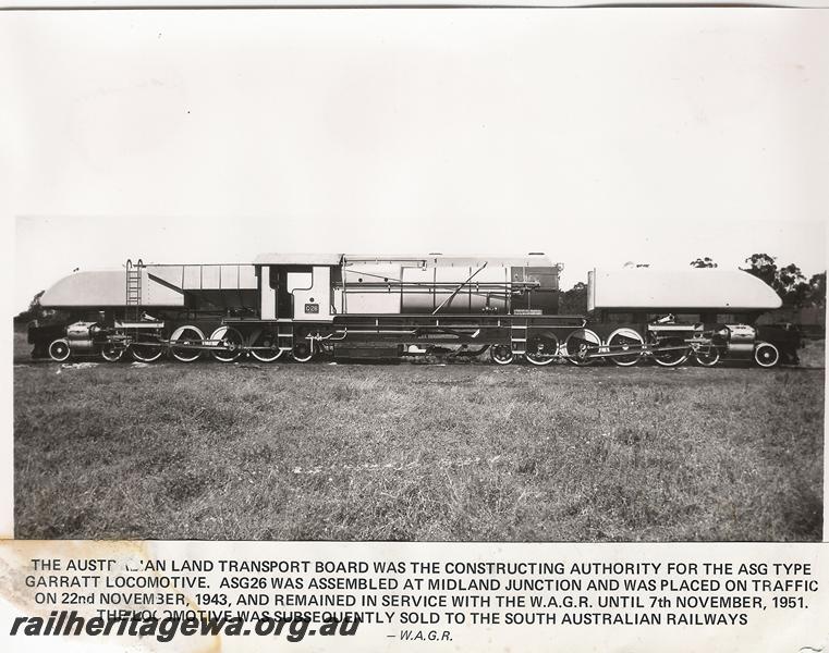 P00597
ASG class 26 Garratt locomotive, builder's photo, side view
