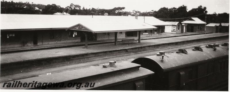 P00598
Station buildings, Narrogin, showing the two island platforms with just a single track between them. GSR line

