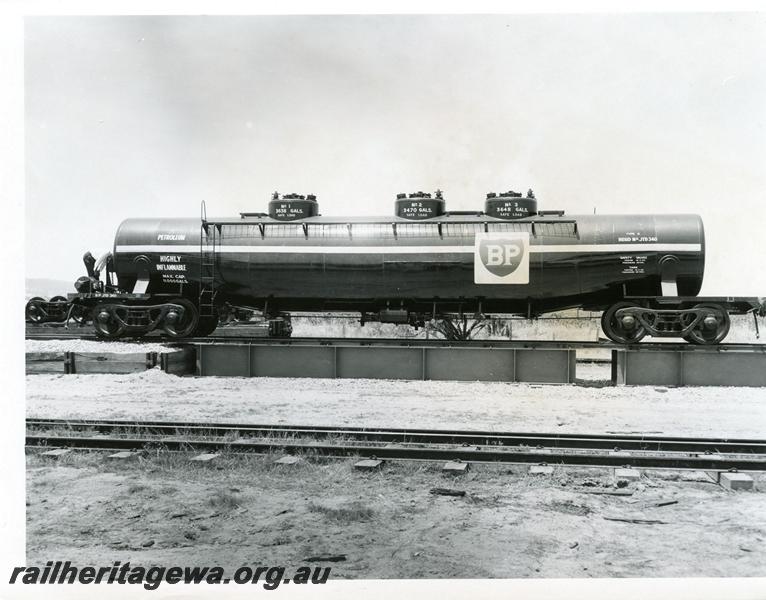 P00656
JTD class 340 bogie tank wagon owned by BP, side view
