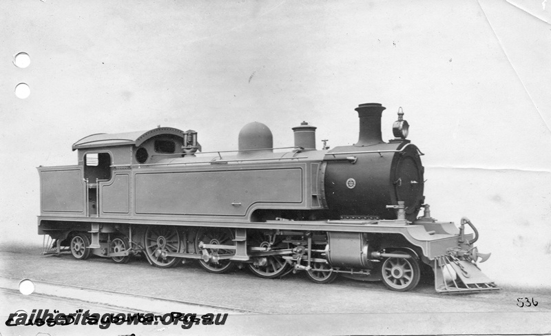 P01448
D class steam loco, side and front view, in lined out photographic grey livery, early view.
