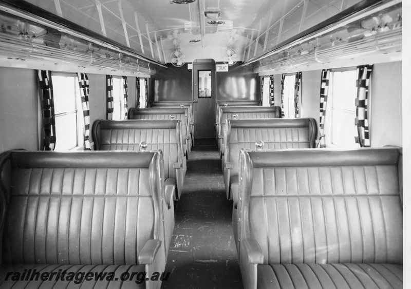 P01594
ADU class carriage, interior view of the seating.
