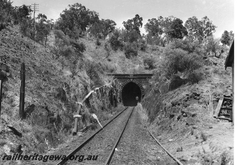 P01617
Tunnel portal Swan View, east portal, ER line, the tunnel was officially opened in 1896, closed in 1966 and is 340 metres (1116 feet) in length.

