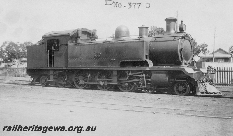 P01656
D class 377, East Perth, ER line, side and front view, c1926, same as P5520.
