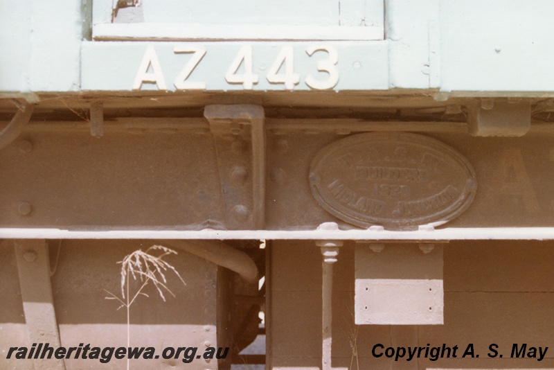 P01848
AZ class 443, number and makers plate (builders plate), Forrestfield Yard
