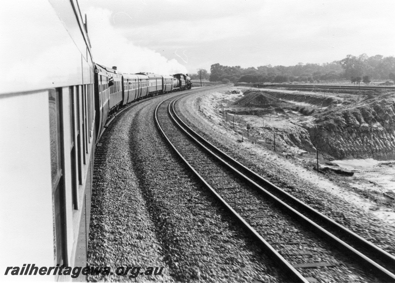 P01862
Hotham Valley Railway tour train headed by W class 945 between Forrestfield and Midland near the location on the under construction overpass of the Great Eastern Highway Bypass
