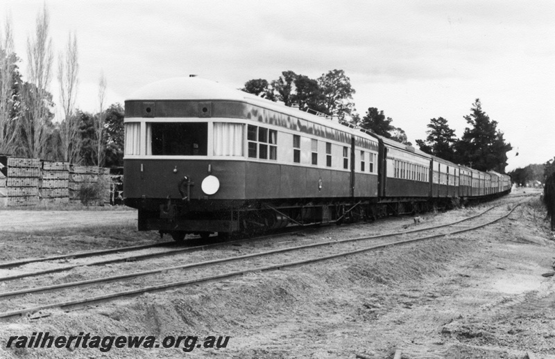 P01948
AN class 413 Vice Regal Carriage (Coach), end and side view, at Dwellingup, PN line.
