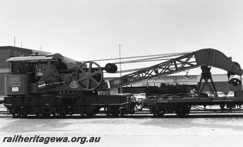 P02346
Steam breakdown crane No.23, U class 1730 match wagon, side view
