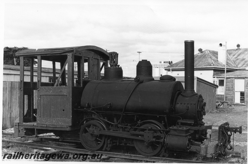 P02648
2 of 2, Kia-Ora steam locomotive, side view, Bunbury Technical school, c1960
