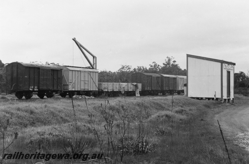 P03315
FD class 14254, DC class 22156 and other wagons, Out of Shed, platform crane, Northcliffe, PP line
