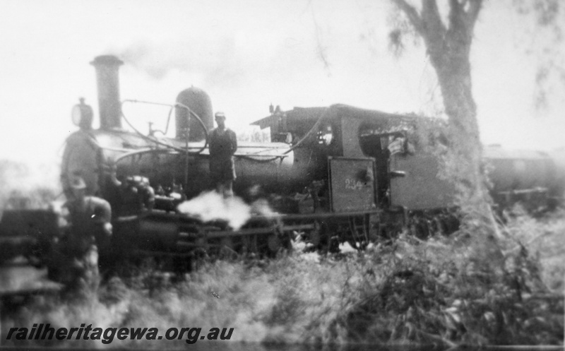 P03384
G class 234, tender being filled from the Shaw River, PM line, front and side view
