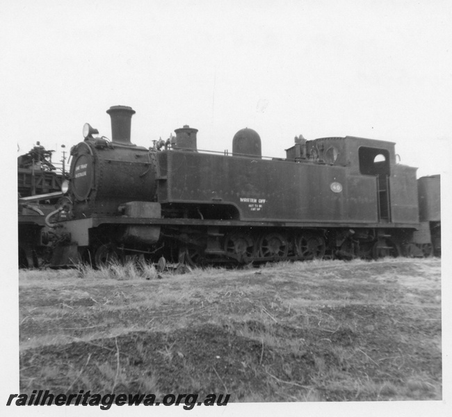 P03396
K class 40, Midland Junction loco sheds, front and side view
