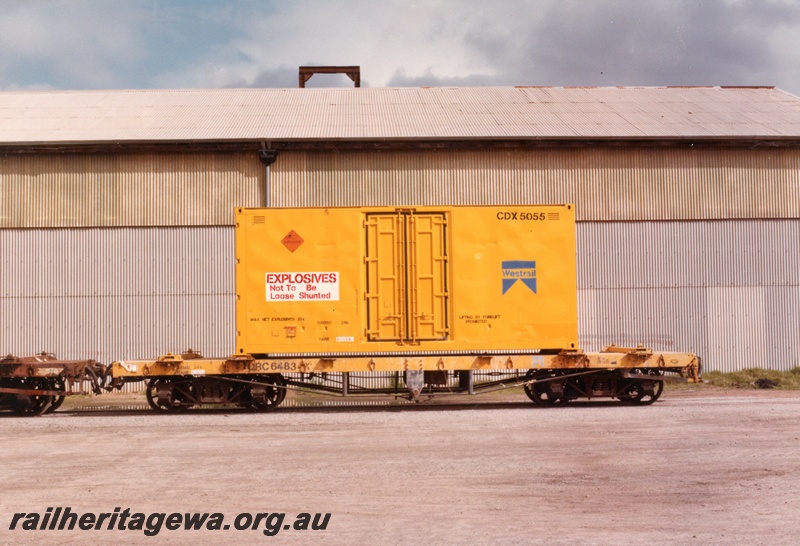 P03664
Westrail CDX 5055 Explosives container on QRC 6483- K narrow gauge wagon
