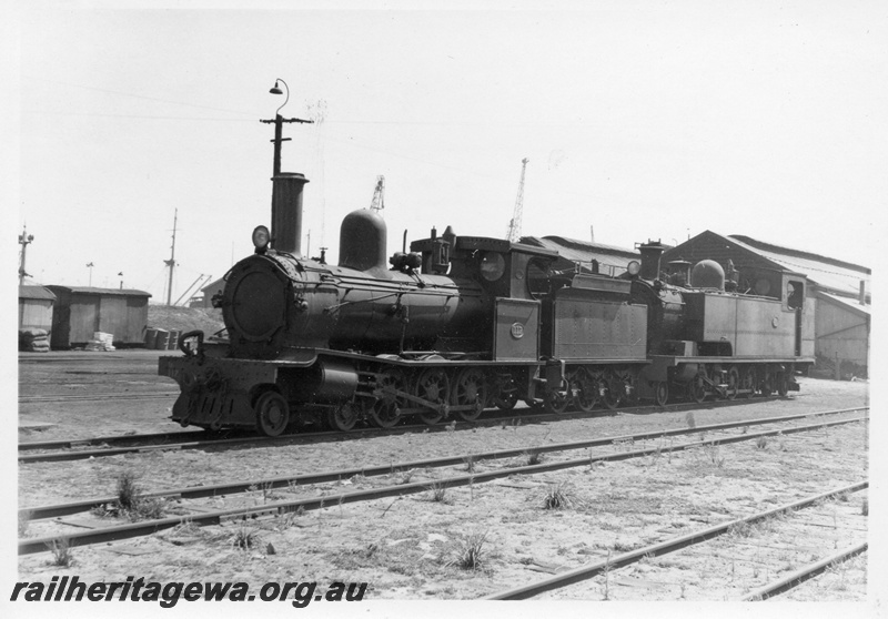P03683
G class117, K class 190, stabled, grounded van body, Fremantle, ER line, front and side view
