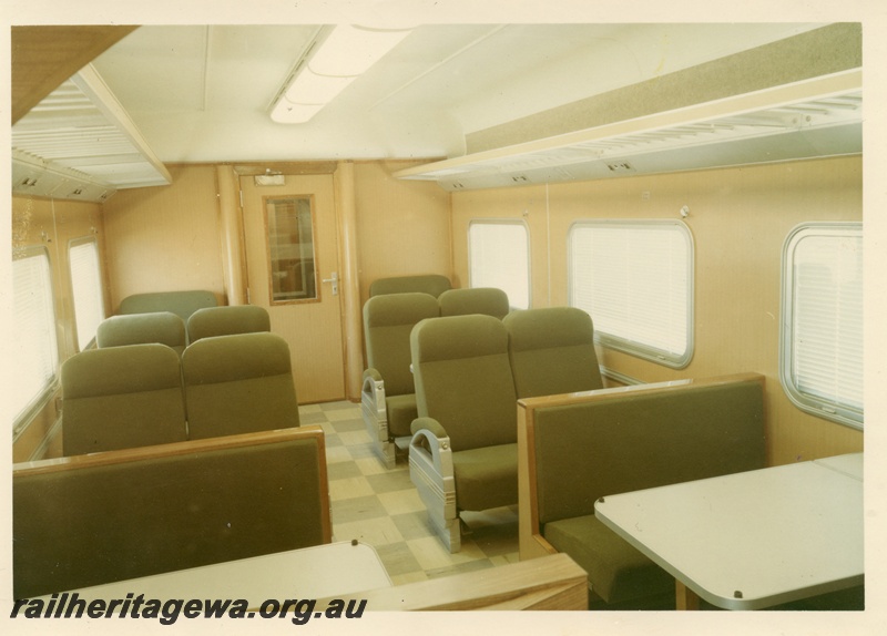 P04154
Commonwealth Railways (CR) CDF class carriage, internal view.
