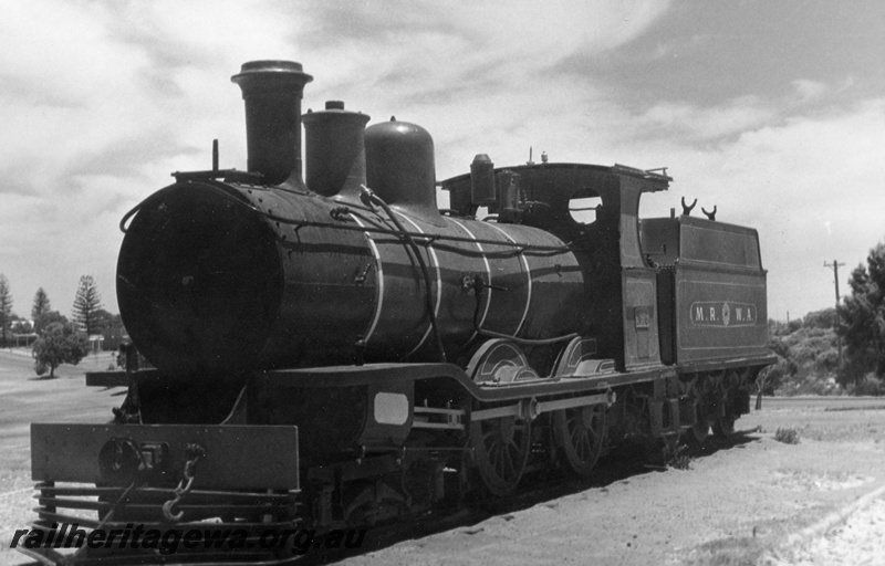 P04355
2 of 2, MRWA B class 6 steam locomotive, front and side view.
