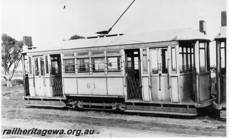 P04388
Four-wheeled tram No.61, side view, Perth.
