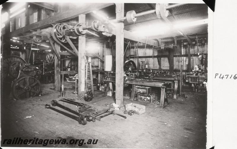 P04716
General view of a belt driven workshop at a timber mill

