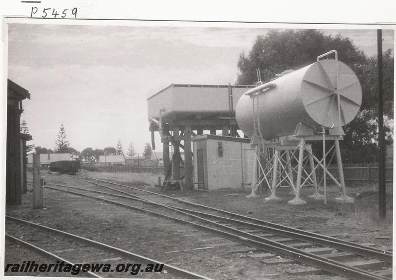 P05459
Elevated fuel tank, water tower, Esperance loco depot, CE line, tank from JG class tank wagon
