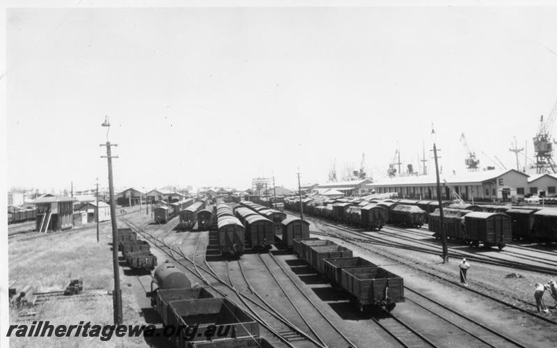 P06747
Yard, Fremantle, looking west, taken at 12.40 pm, E shed in background
