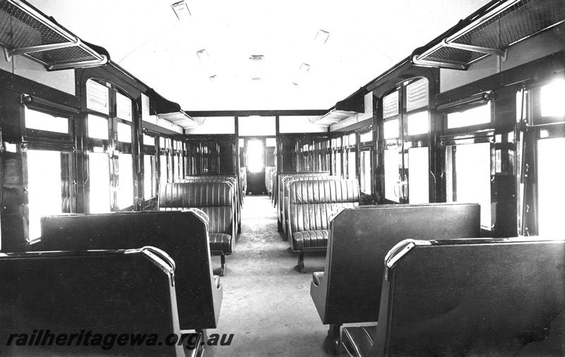P07392
4 of 9 photos depicting wartime activities at the Midland Workshops, AYB class 456 first class suburban carriage with brake compartment, internal view.
