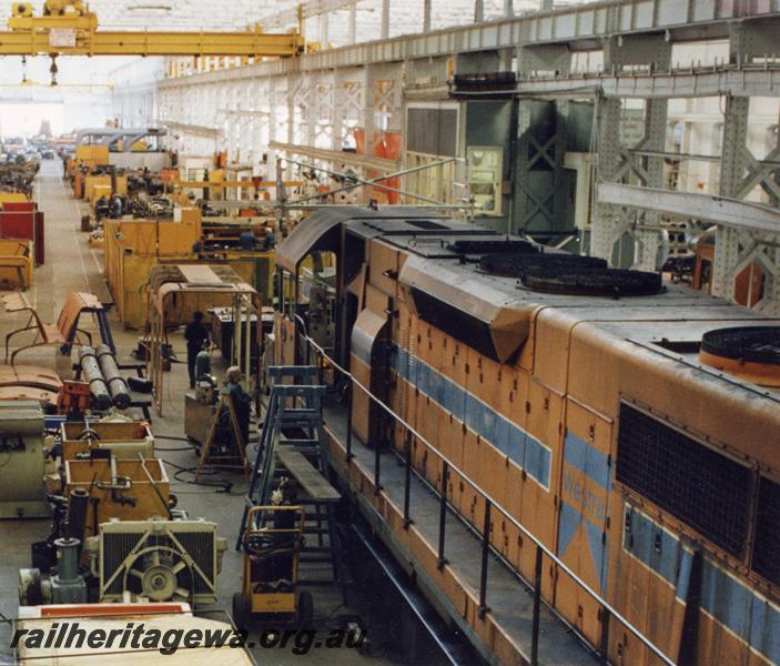 P07506
L class locomotive, Diesel Shop. Midland Workshops, under overhaul
