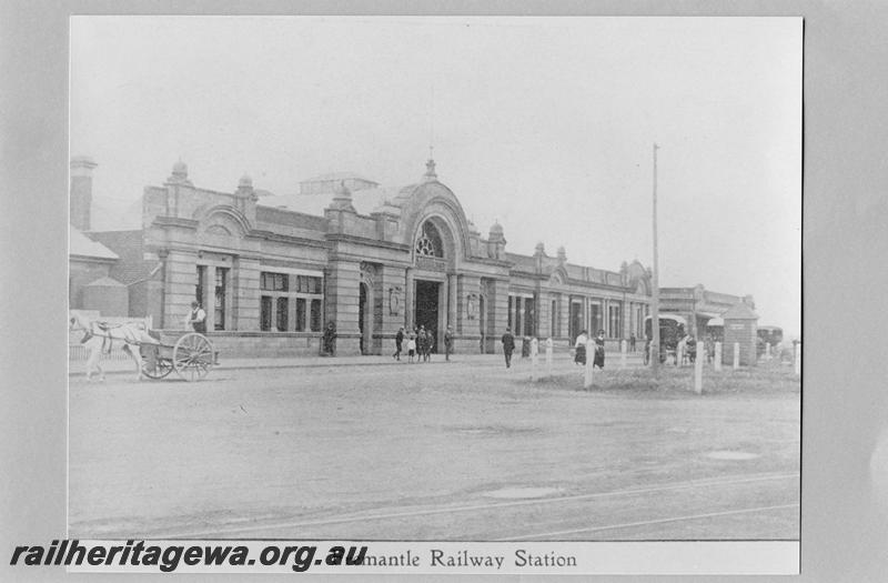 P07544
Station building, Fremantle, street side view in early days
