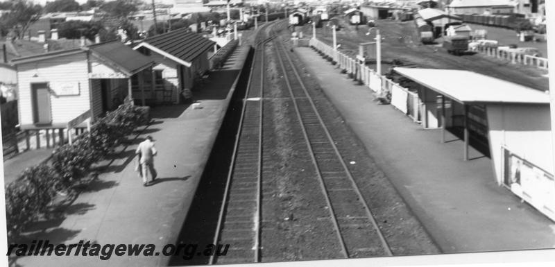 P07862
Station buildings, yard, West Perth, elevated view looking east
