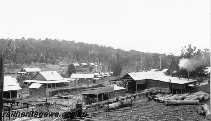 P08251
Millars timber mill at Hoffman, overall general view, log skids in foreground
