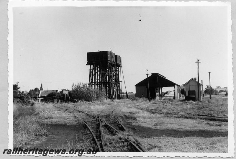 P09408
Brunswick Junction, loco shed, water tower, turntable, view from south end. SWR line.
