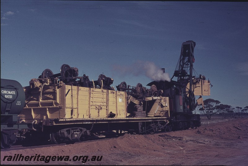 P12967
Steam breakdown crane No.23, Wishbone, WLG line, picking up derailed wagons from No. 54 Goods.

