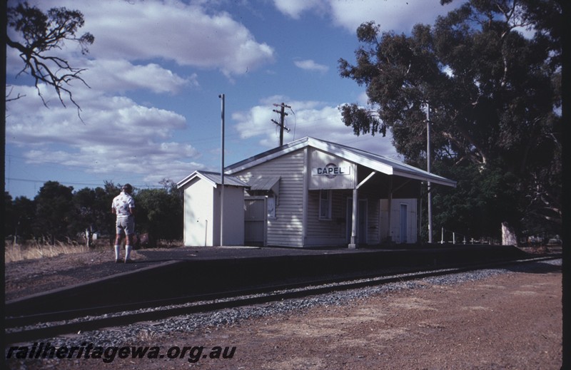 P12980
Station building, Capel, BB line, end and trackside view.
