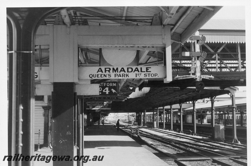P13217
6 of 23 views of the destination boards on the platforms of Perth Station. These boards were removed on 4th and 5th of December, 1982. 
