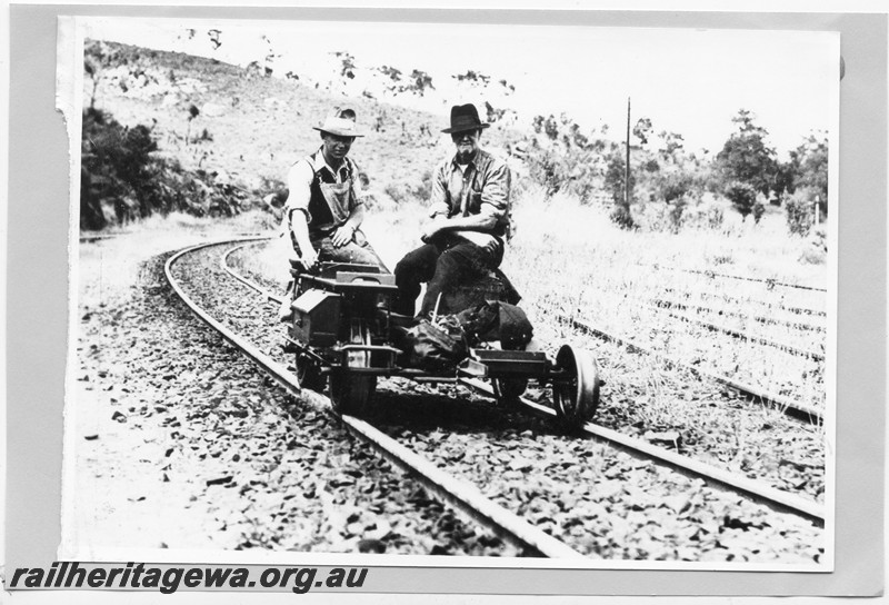 P13603
Gangers on a motorised ganger's trolley, possibly at Swan View, ER line
