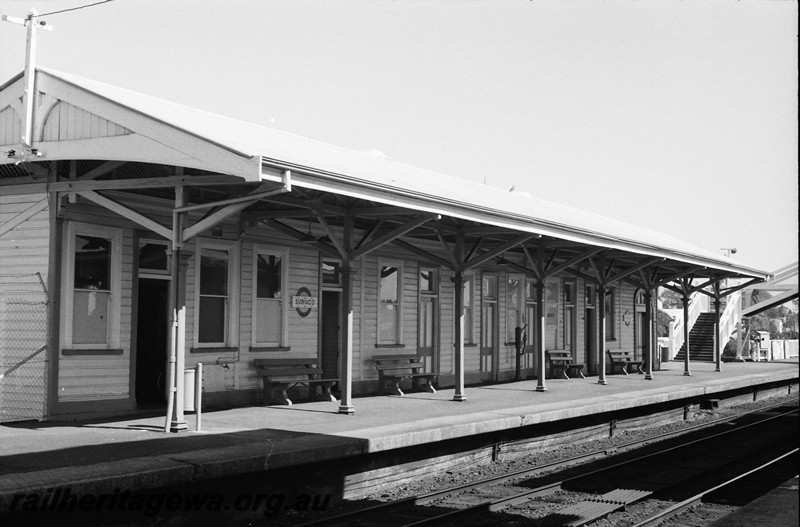 P13881
4 of 6 views of the station buildings at Subiaco, view of the streetside entrance.
