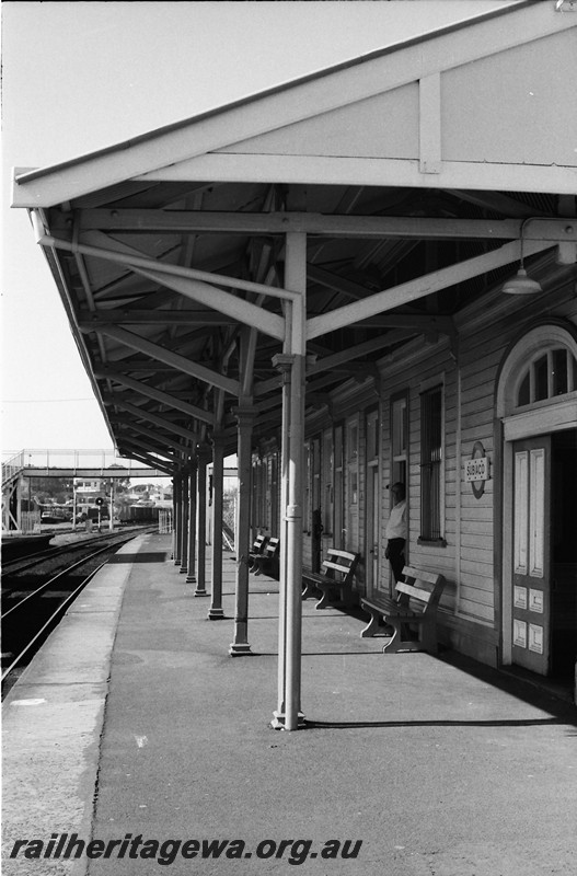 P13882
5 of 6 views of the station buildings at Subiaco, view along the streetside platform looking east

