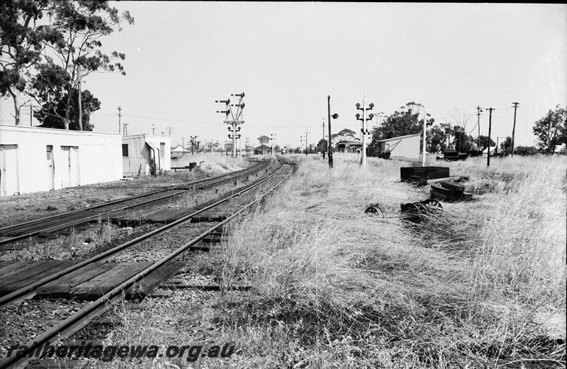 P13959
Gangers shed, signals, Brunswick Junction, SWR line, station building in the background.
