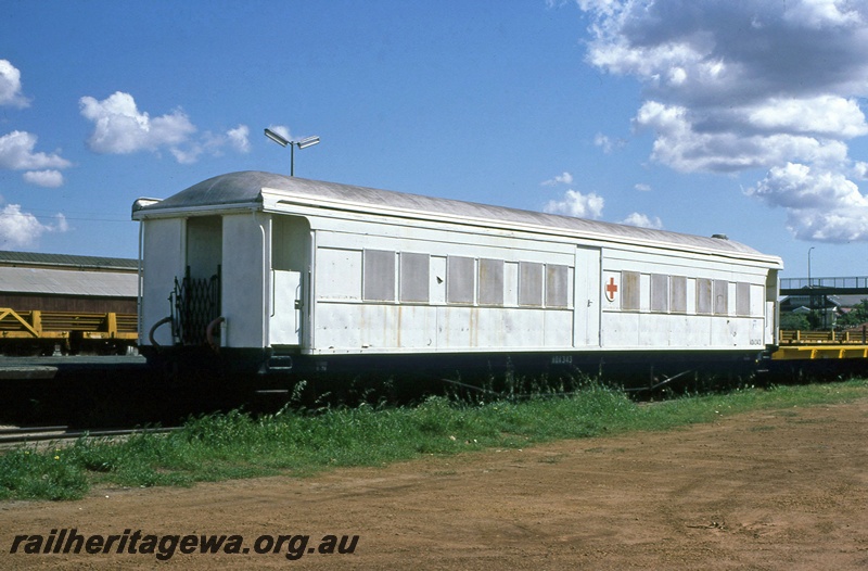 P14945
AQA class 343, ambulance carriage in white livery and a red cross on the side, end and side view at Midland
