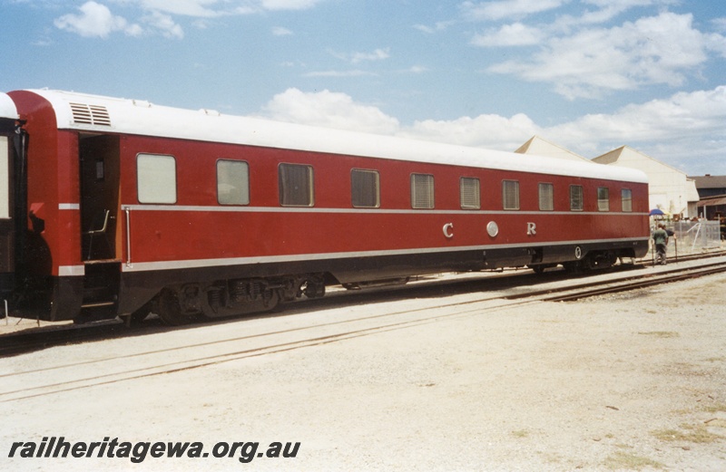 P15006
Commonwealth Railways (CR) ARE class 107 carriage in RHWA ownership, Midland, side view
