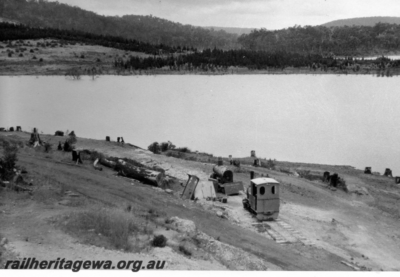 P15117
The remains of Roebourne's two locomotives lie derelict at Harvey Weir in November 1932.
