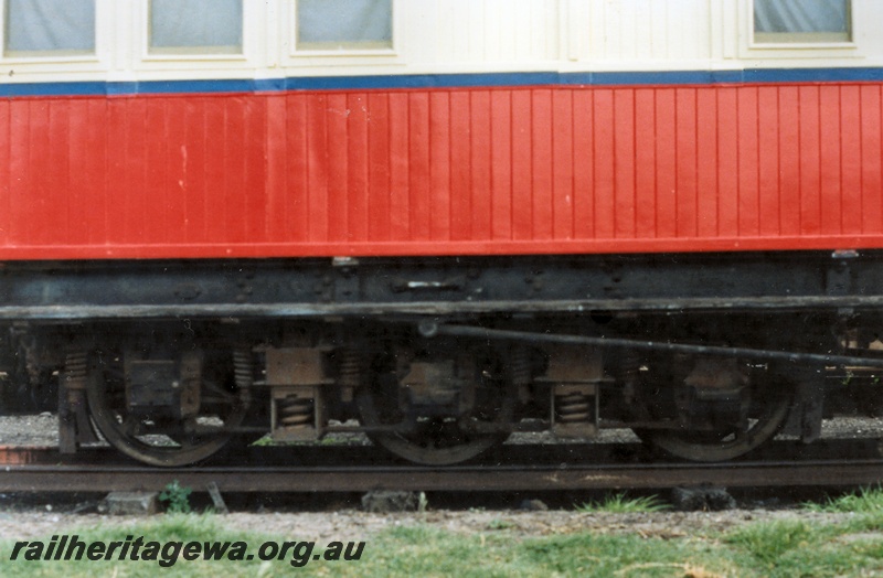 P15140
Six wheel bogie under AS class 376 carriage at the Bellarine Peninsular Railway, Victoria
