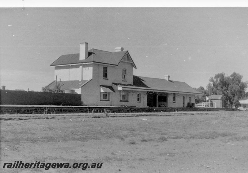 P15184
8 of 8 images of the railway precinct at Walkaway, W line, station building, north end and trackside view.
