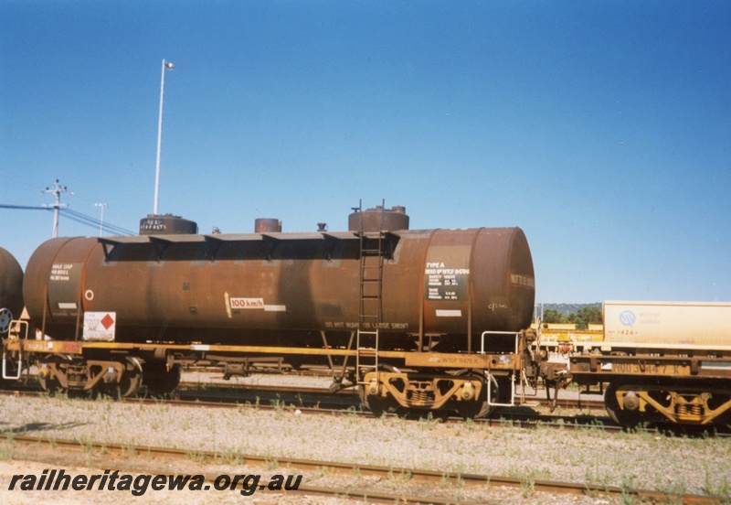 P15608
AWR WTCF class 8479K bogie tank wagon with two domes, Kewdale, mainly a side view
