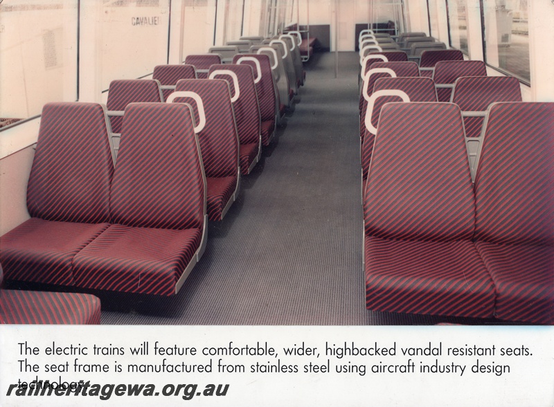 P15838
EMU highbacked vandal resistant seats, view along the aisle
