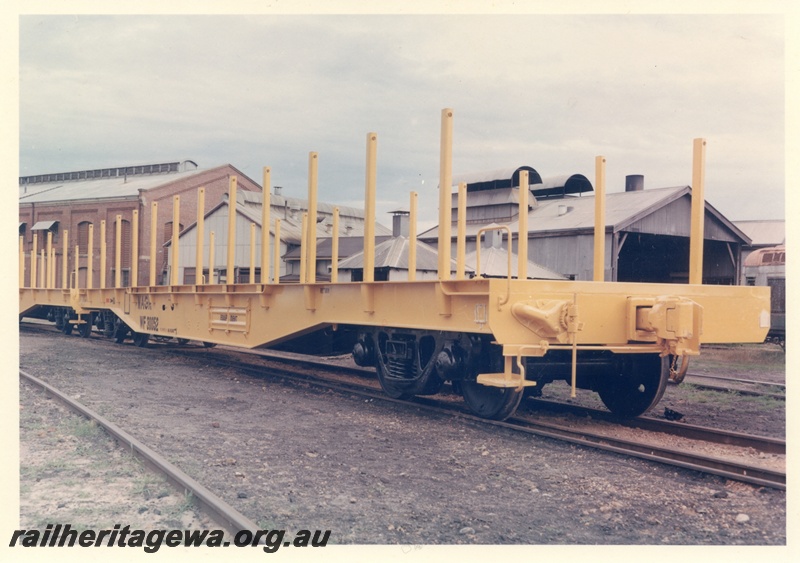 P16028
WF class 30052, later reclassified as WFDY and others, standard gauge flat top wagon, yellow, side and end view
