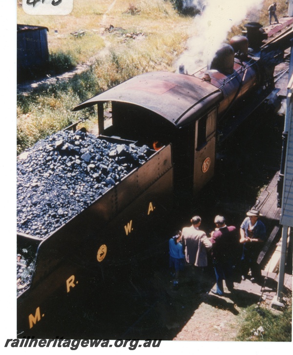 P16532
MRWA C class 18, onlookers, view from above looking down into tender and cab
