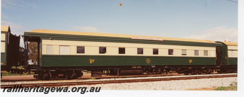 P16560
AQZ class 423 sleeper, preserved by ARHS at rail museum, Bassendean, side view
