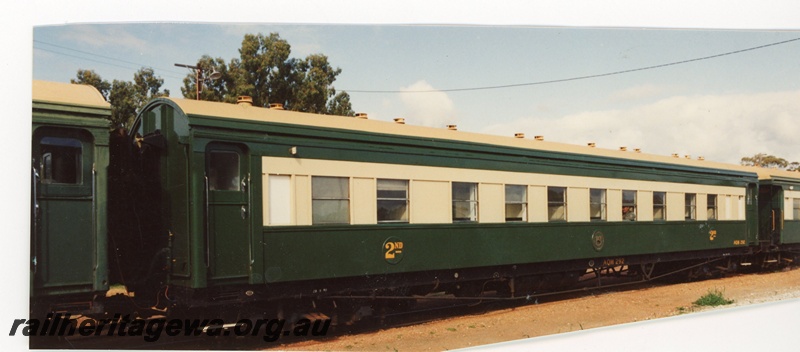 P16566
AQM class 292 sleeper, preserved by ARHS at rail museum, Bassendean, end and side view
