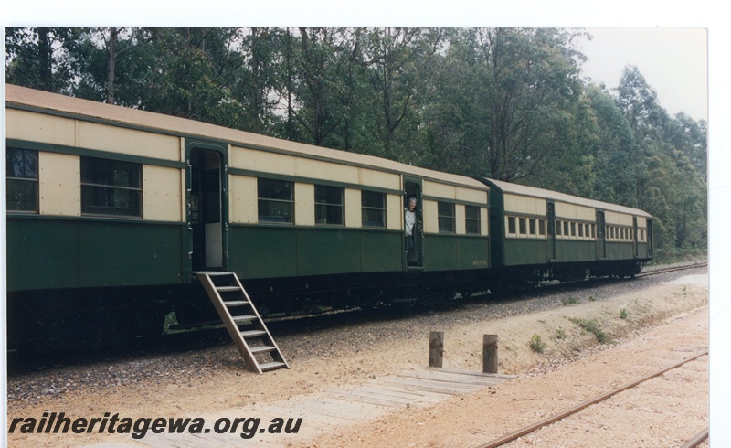 P16571
AYE/V class 708 carriage, AYB class carriage, forest, Pemberton Tramway, side view 
