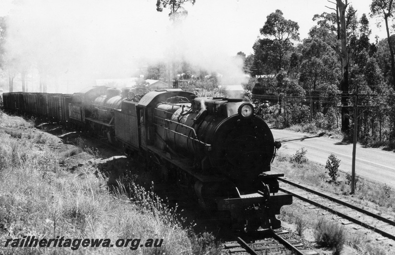 P18456
4 of 5 images of S class 548 and W class 921 double heading Donnybrook to Bridgetown special goods train on PP line, side and front view

